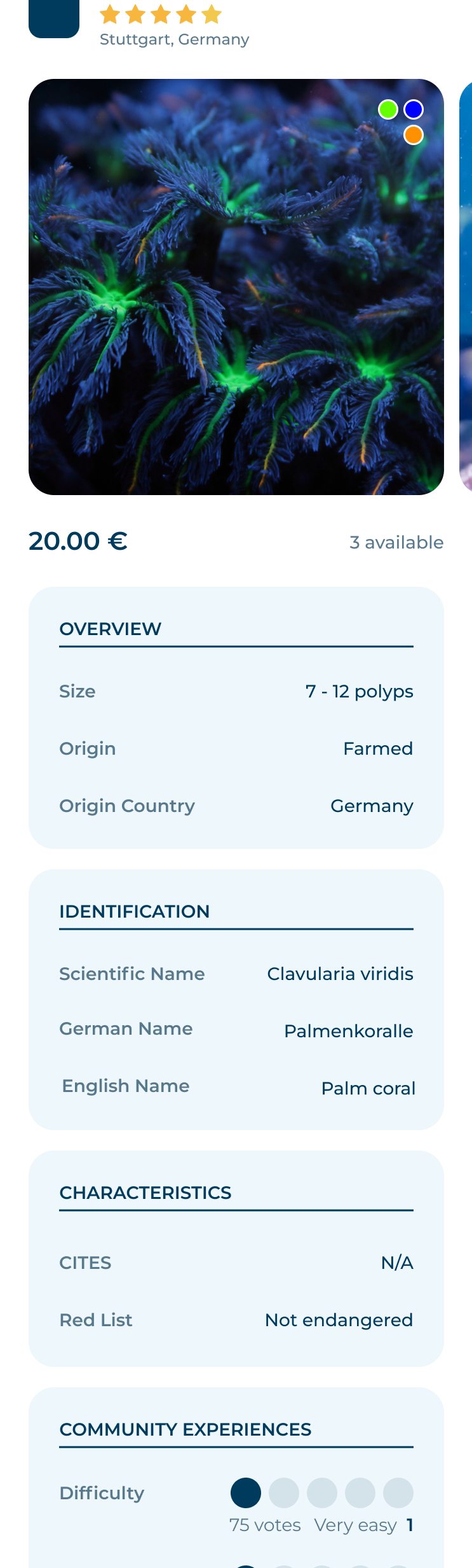 Card with image of orange fish