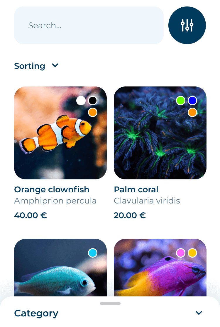 Card with image of orange fish