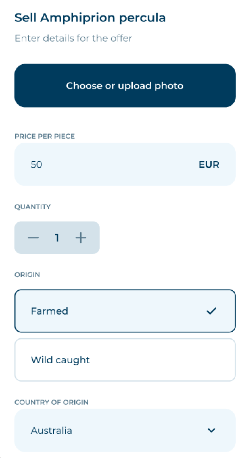 Card with image of orange fish